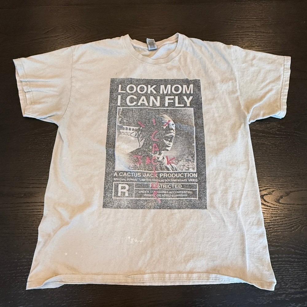 Travis Scott Cactus Jack T-Shirt Mens Large Tan Look Mom I Can Fly Documentary